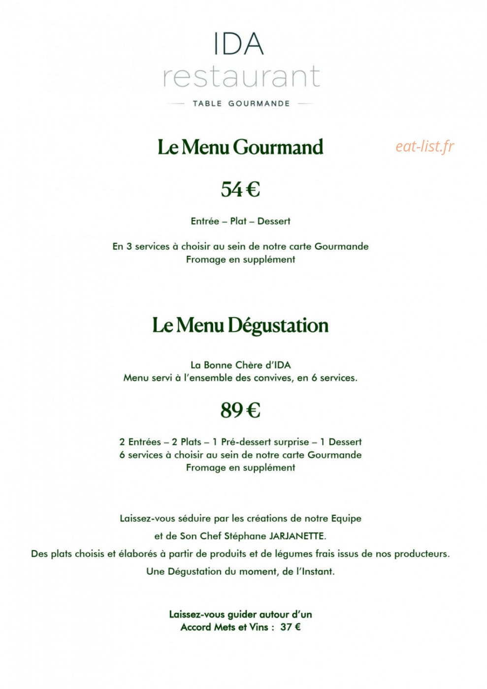 Ida Restaurant — carte page 4