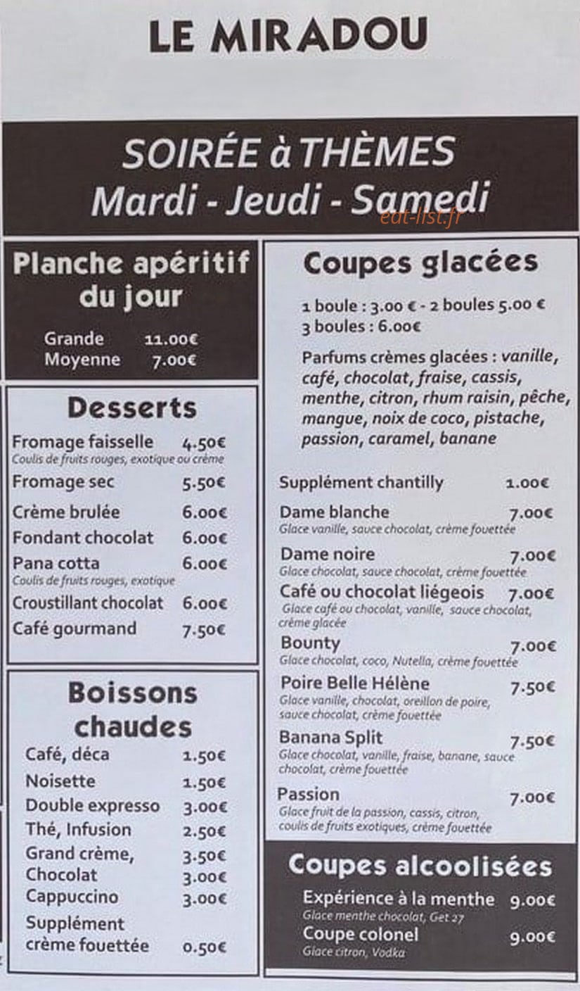 Miradou — carte page 2