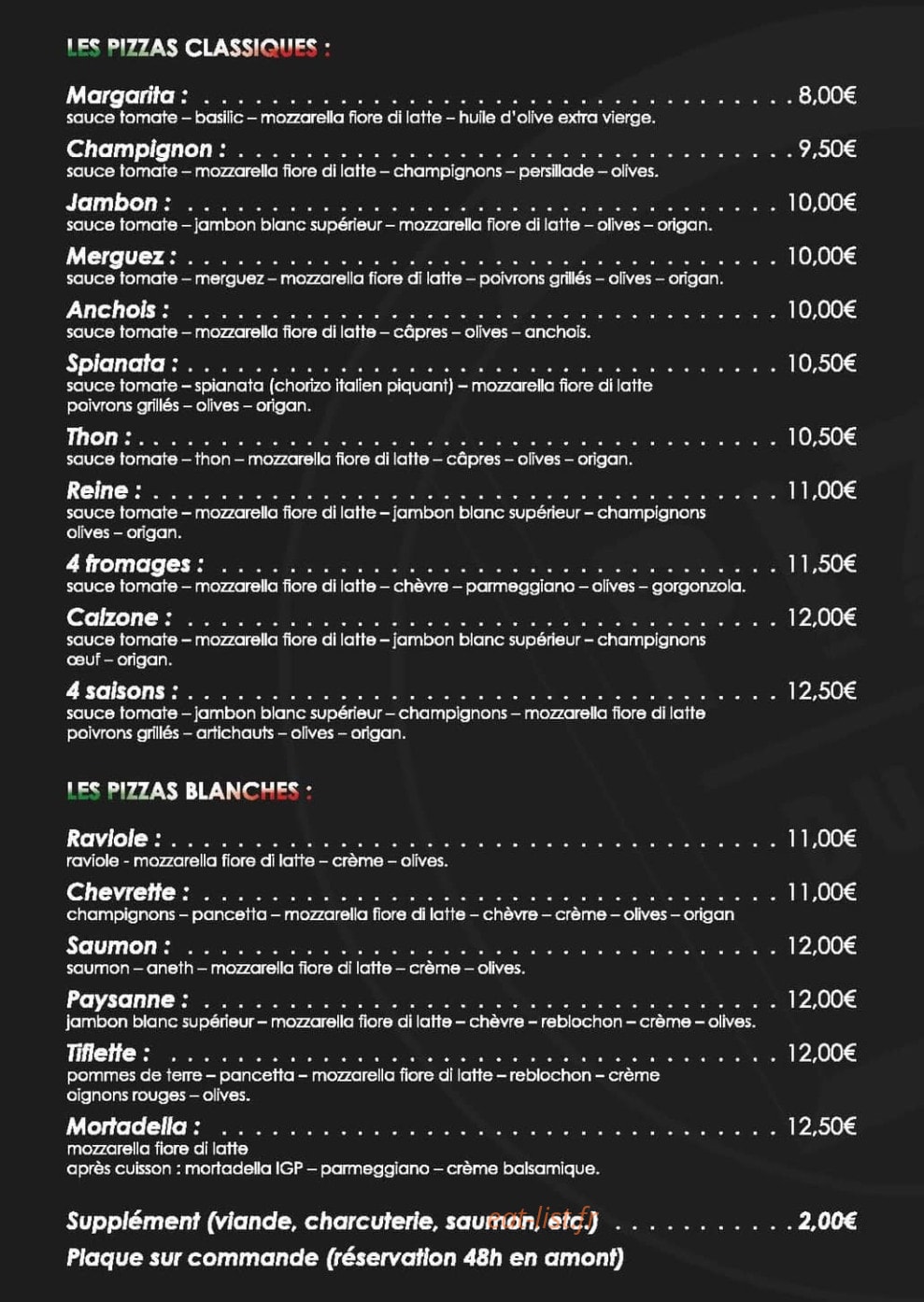 Pizza Du Rocher — carte page 1