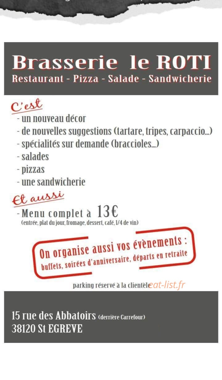 Brasserie le Rôti — carte page 1
