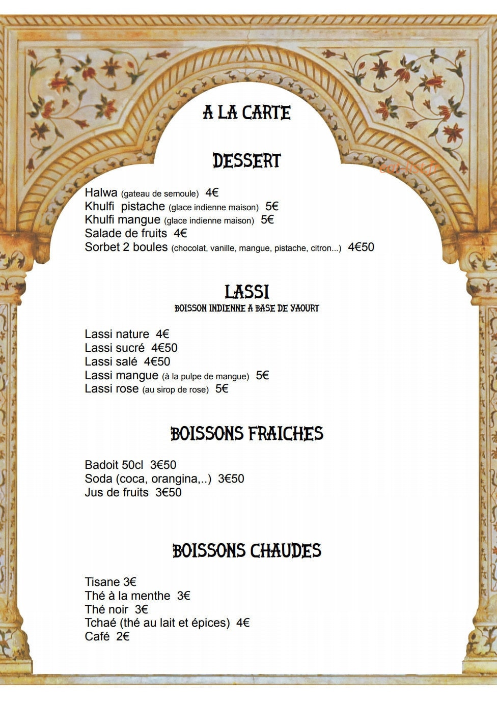 Le Rajasthani — carte page 6