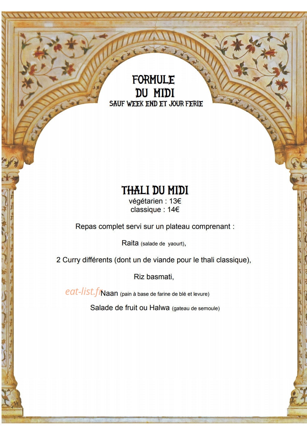 Le Rajasthani — carte page 2