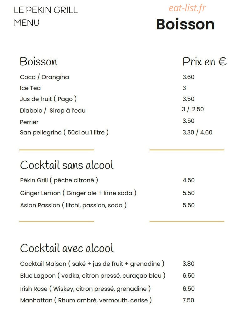 Pekin Grill — carte page 12