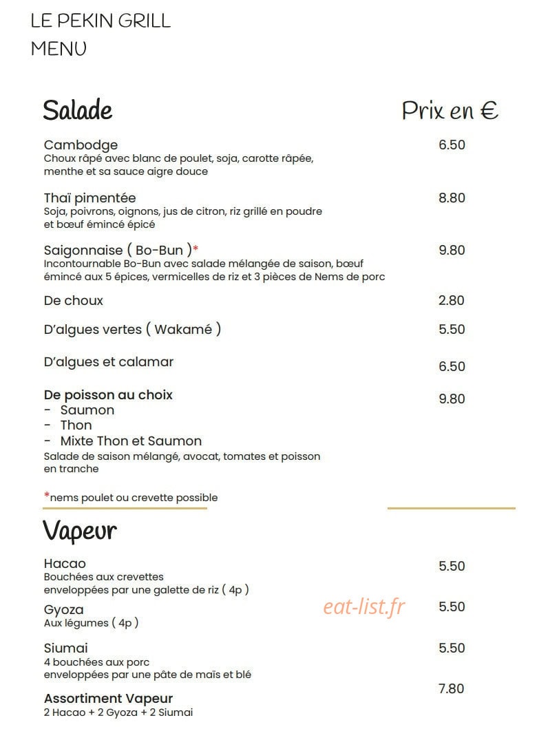 Pekin Grill — carte page 3