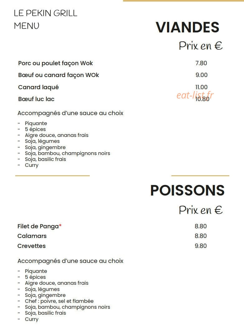 Pekin Grill — carte page 4