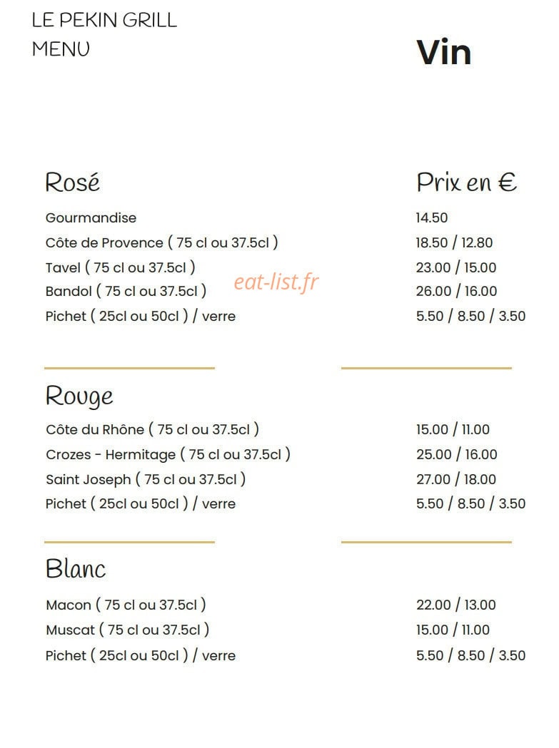 Pekin Grill — carte page 13