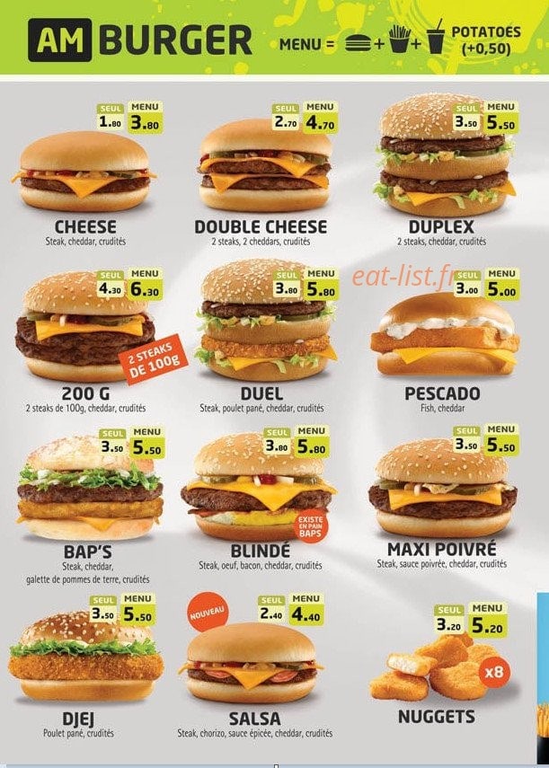 Am burger — carte page 2