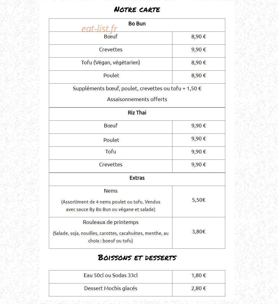 By Bo Bun — carte page 1