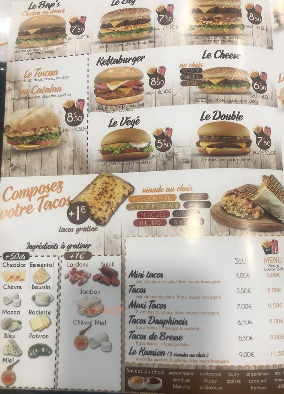 Chick&food — carte page 1