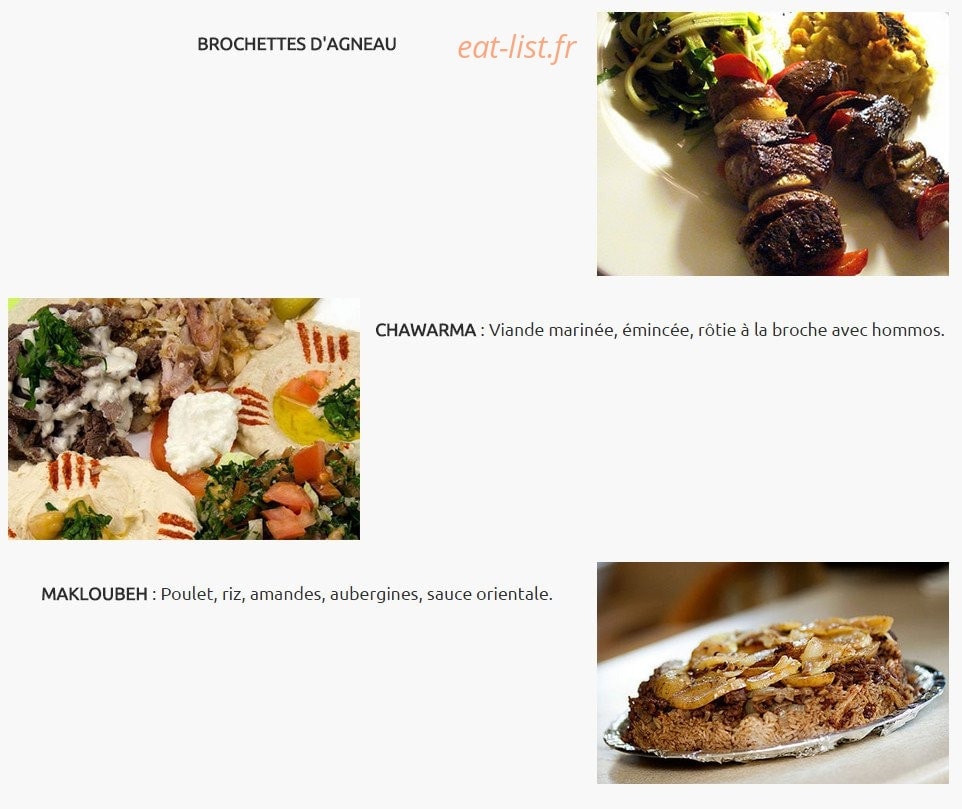 Comptoir Libanais — carte page 9