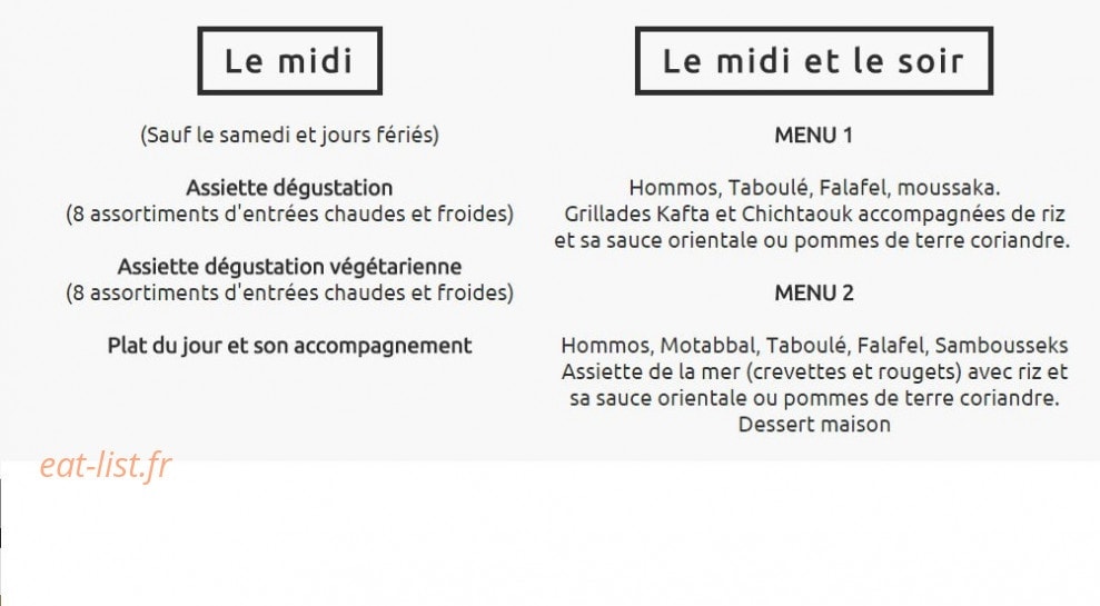 Comptoir Libanais — carte page 1
