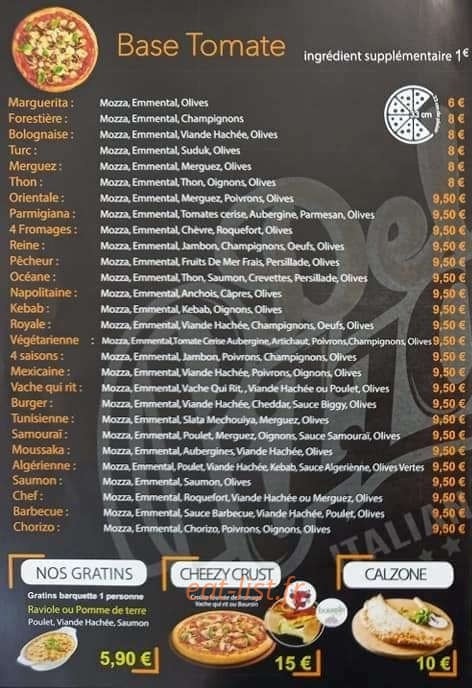 Delaune Pizza — carte page 2