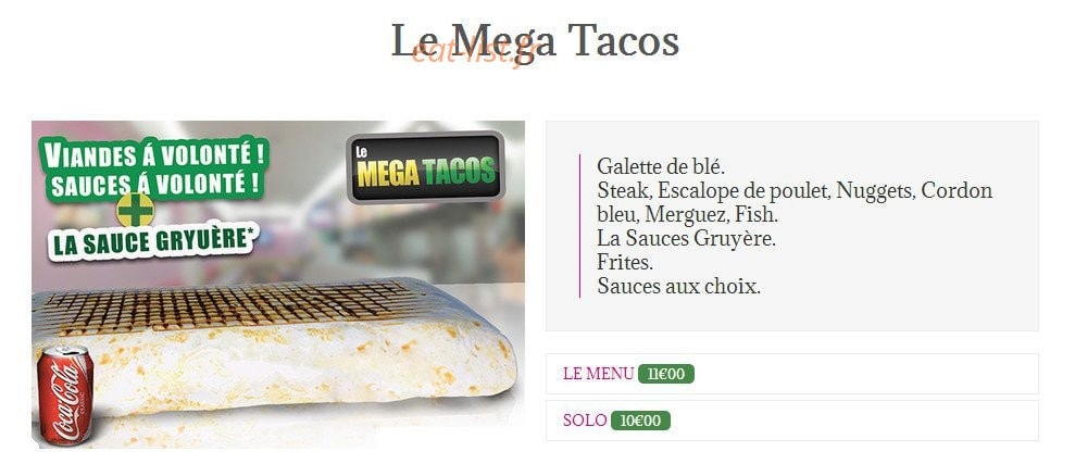 Le Tacos de Lyon — carte page 4