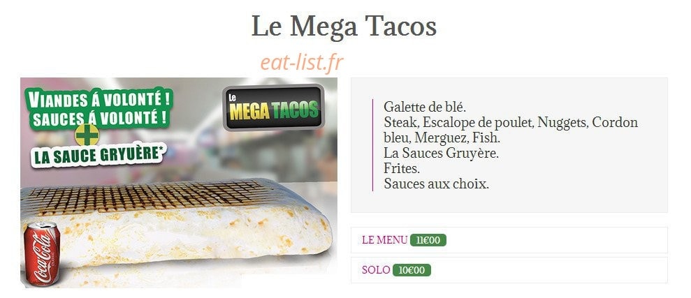 Le Tacos de Lyon — carte page 4