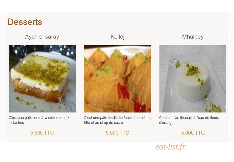 Les Saveurs Libanaises — carte page 5