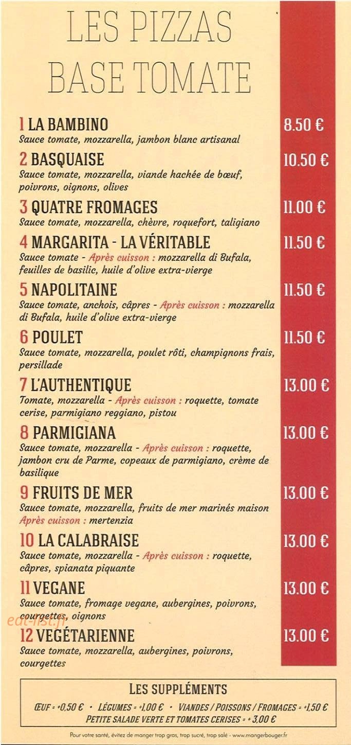 Luis Pizza — carte page 2