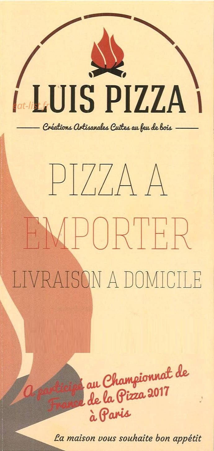 Luis Pizza — carte page 1