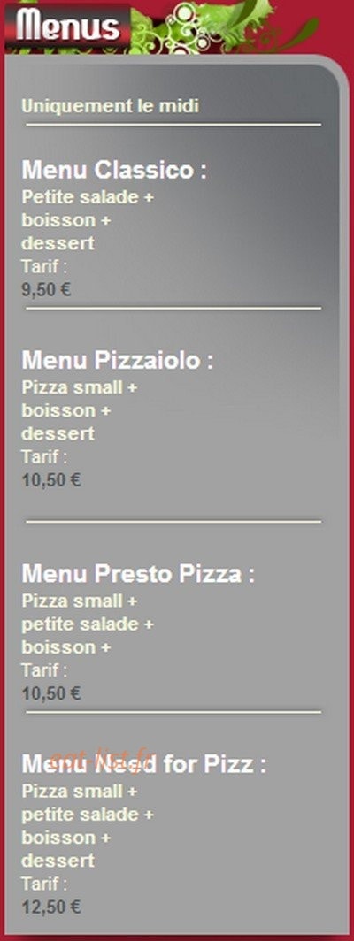 Need For pizza — carte page 7