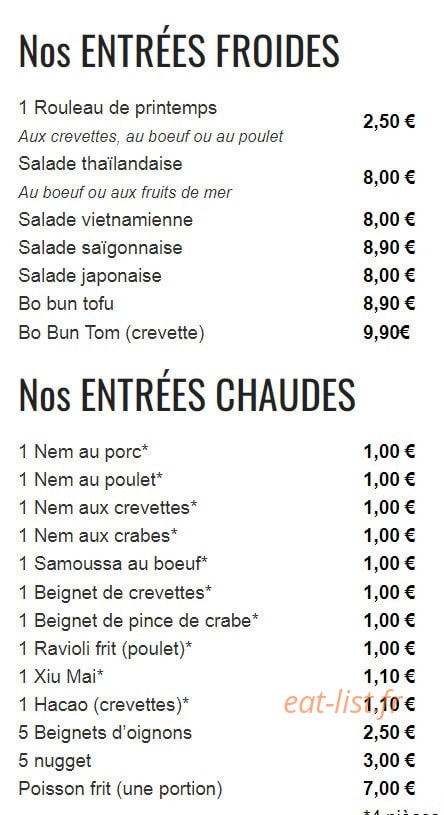 New Vina Wok — carte page 1