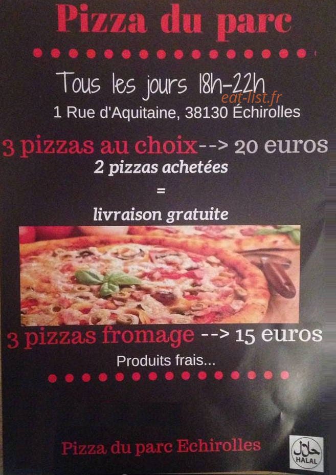 Pizza du parc — carte page 1