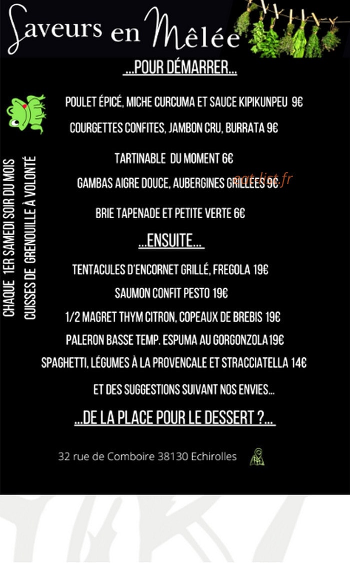 Saveurs en Mêlée — carte page 1