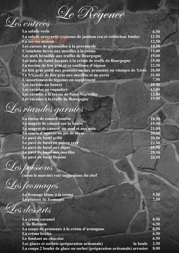 Le Régence — carte page 1