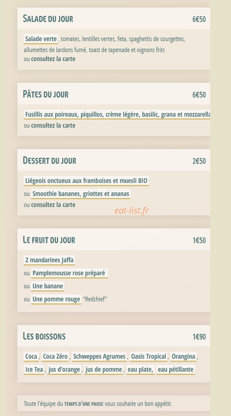 Le temps d'une pause — carte page 2