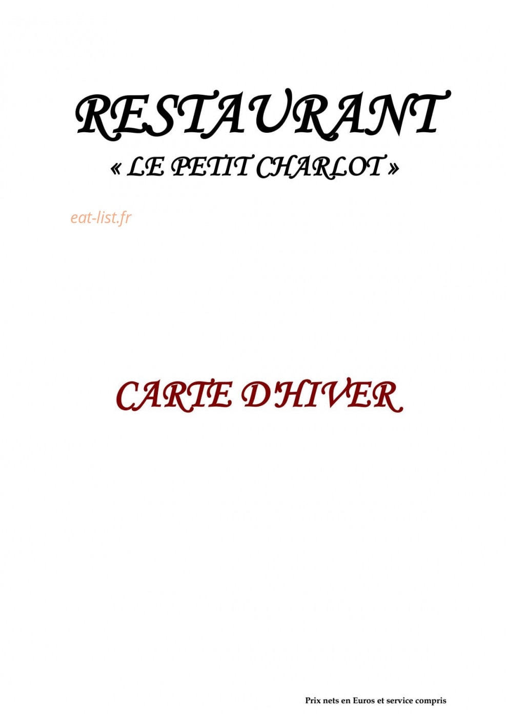 Le Petit Charlot — carte page 1