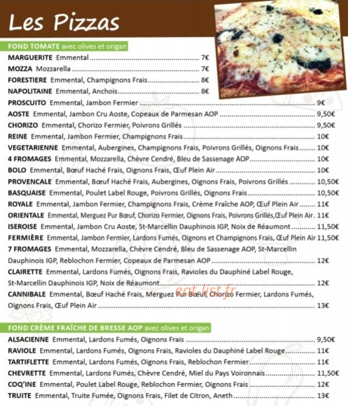 Chez Clairette — carte page 1