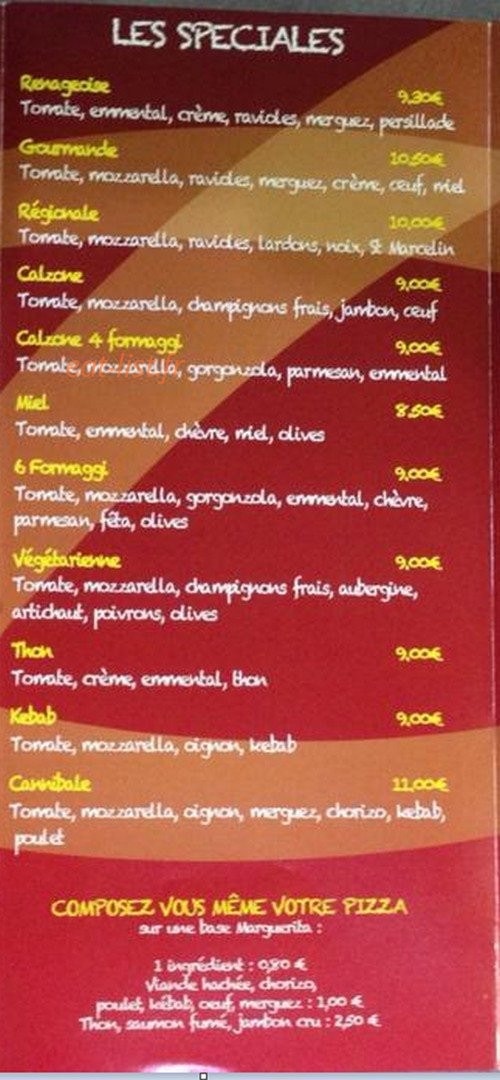 Tano Pizza — carte page 2