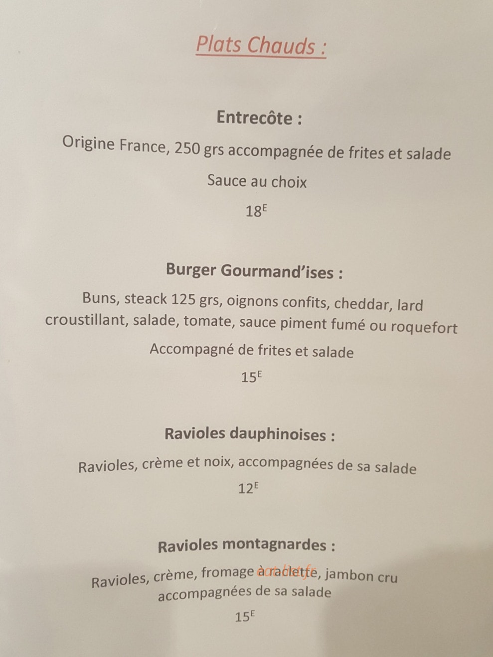 Les Gourmand'ises — carte page 2