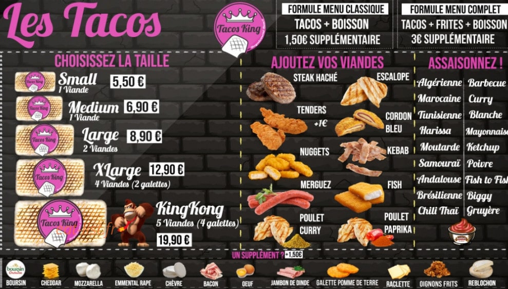 Tacos King — carte page 1