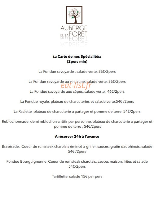 Auberge de la Forêt — carte page 3
