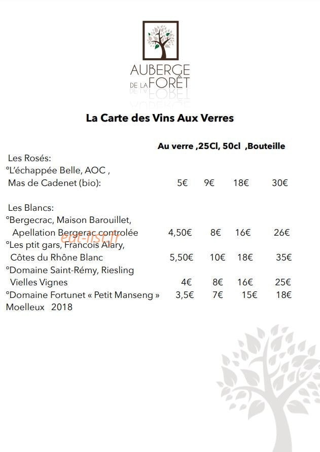 Auberge de la Forêt — carte page 4