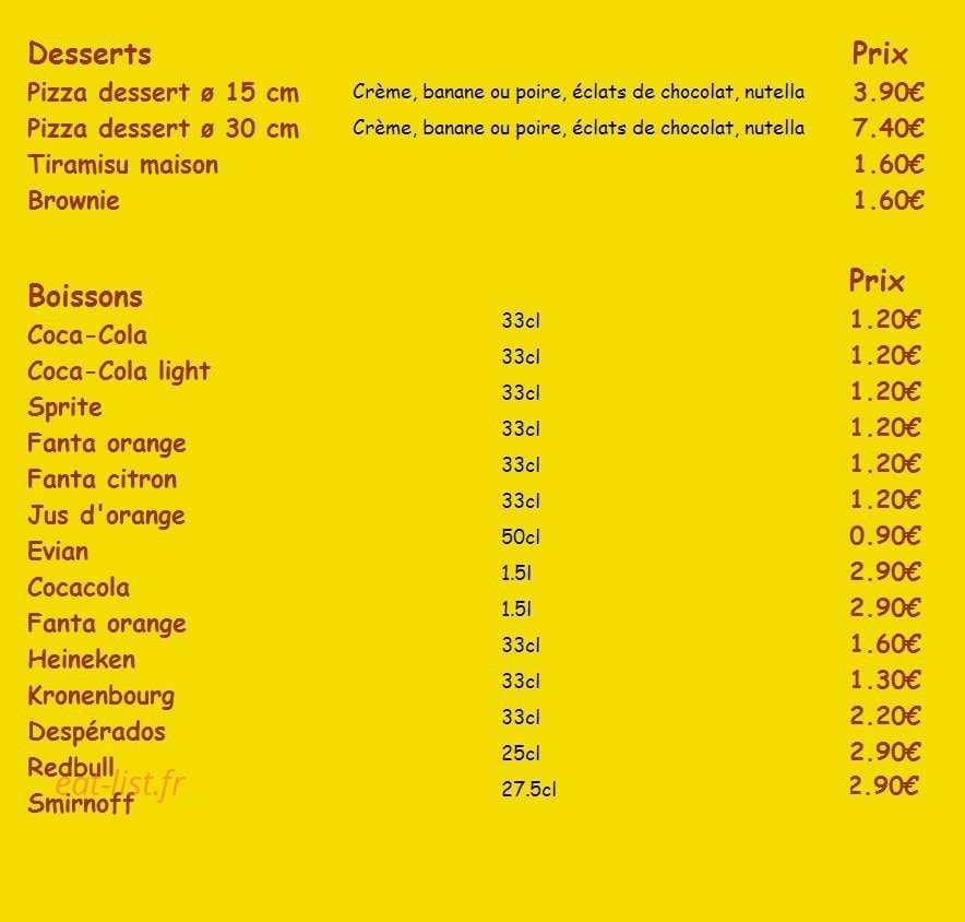 Bella Pizza — carte page 3
