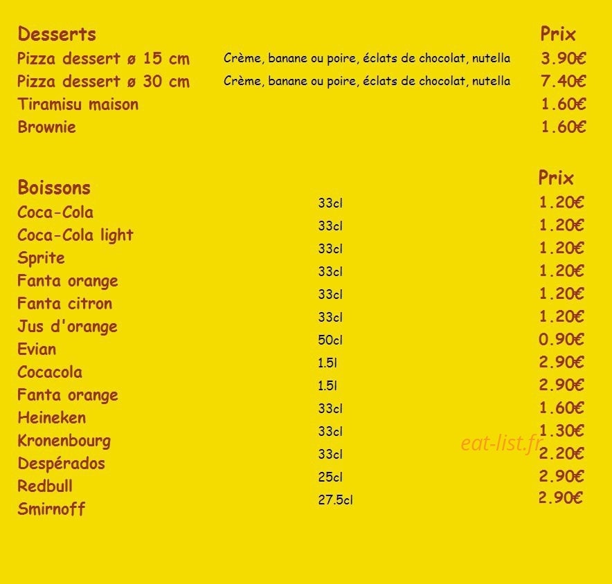 Bella Pizza — carte page 3