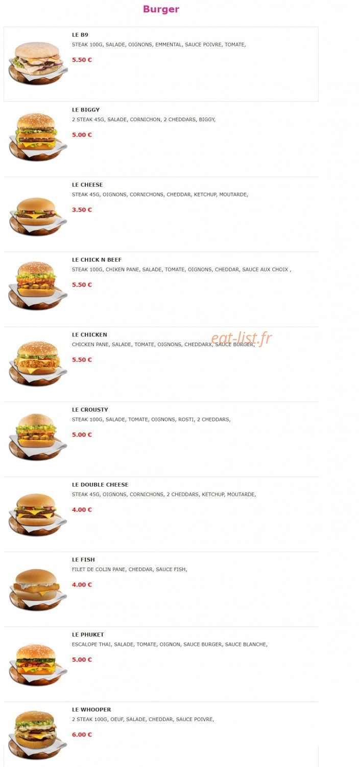Burger Nine — carte page 7