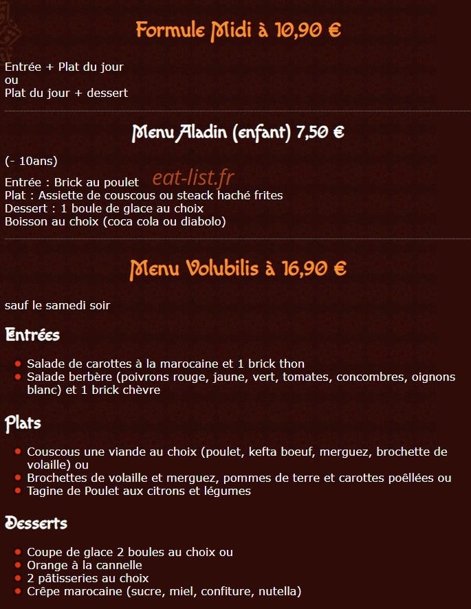 Restaurant l'acilya — carte page 1