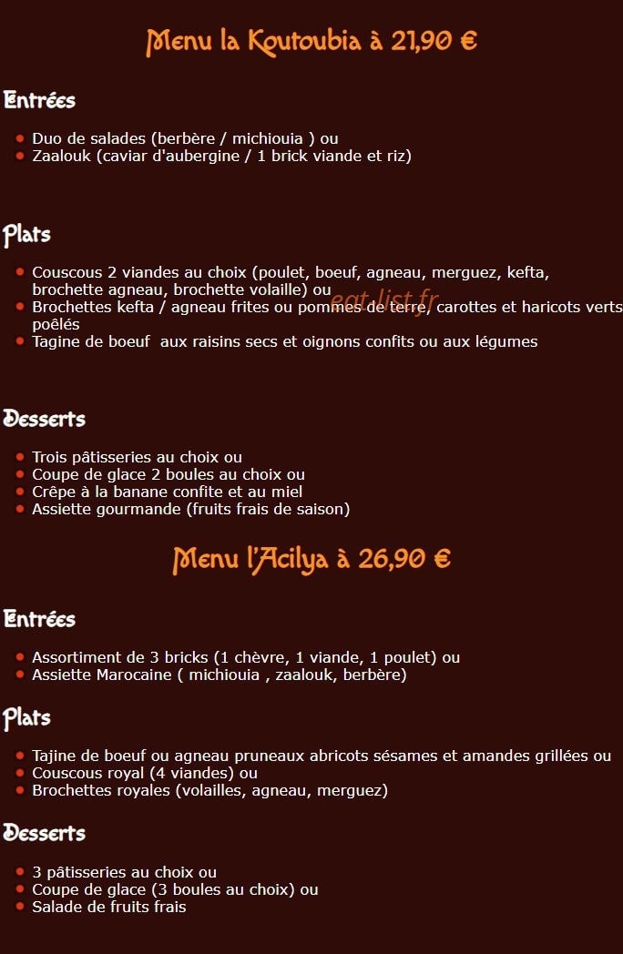 Restaurant l'acilya — carte page 2