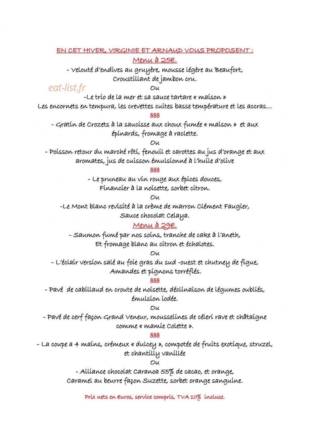 A 4 Mains — carte page 3