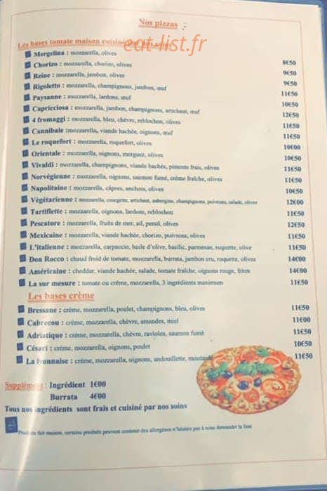 Carte et menu de L’annexe by Don Rocco à Salaise sur Sanne — pizzas