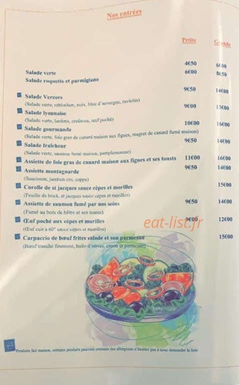 Carte et menu de L’annexe by Don Rocco à Salaise sur Sanne — entrées