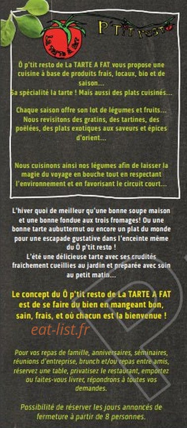 Ô p'tit resto de La Tarte à Fat — carte page 5