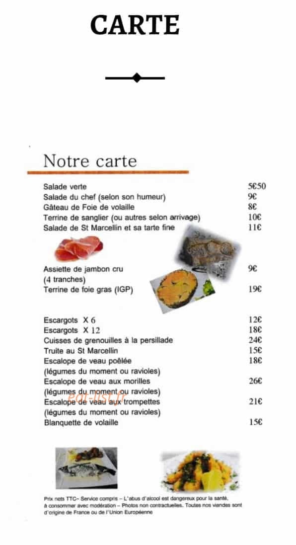 Auberge des Saveurs — carte page 4