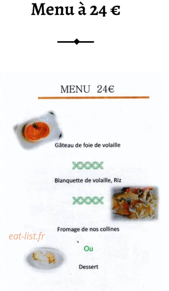 Auberge des Saveurs — carte page 1