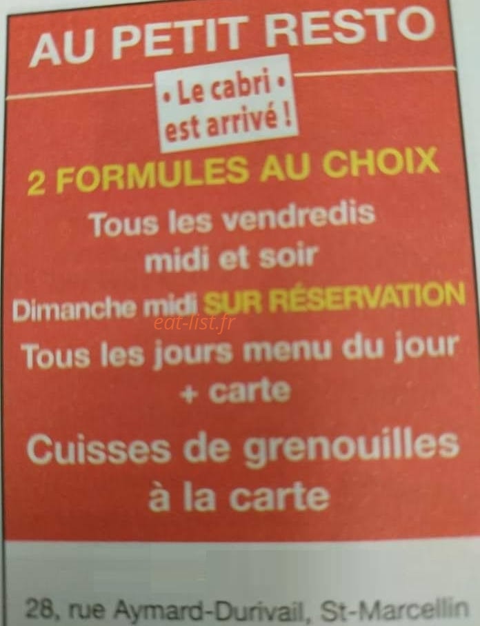 Au petit resto — carte page 2