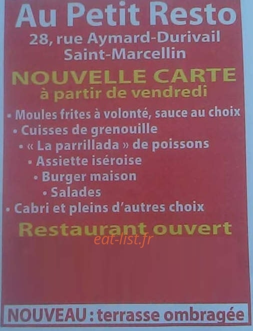 Au petit resto — carte page 1