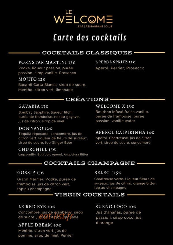 Le Welcome — carte page 1