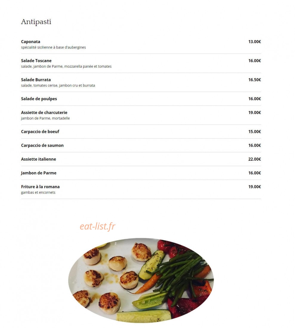 Ristorante La Suite — carte page 1