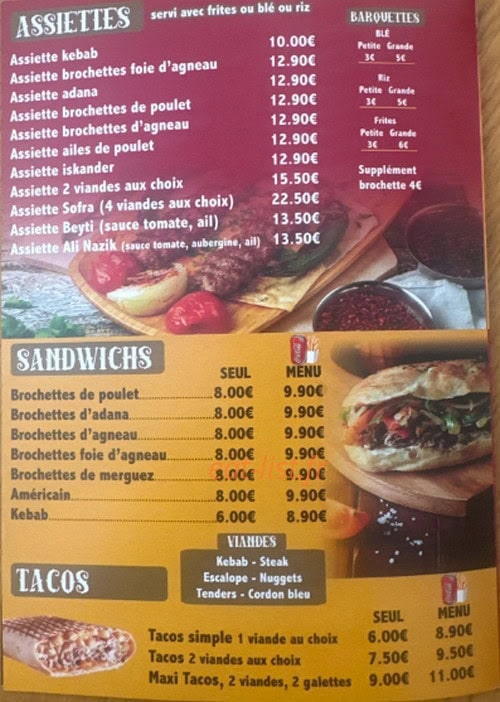 Sofra kebab — carte page 2